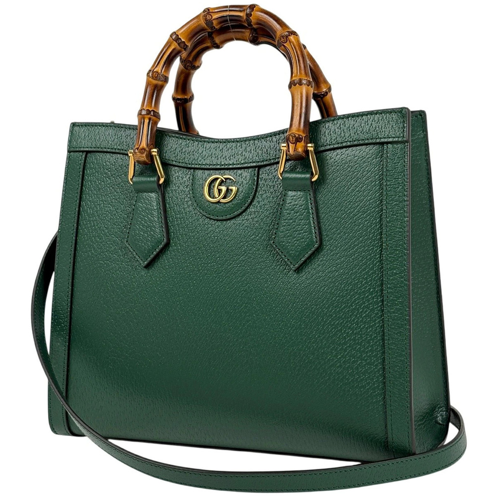Gucci Diana Tote Bag Bamboo Leather Green